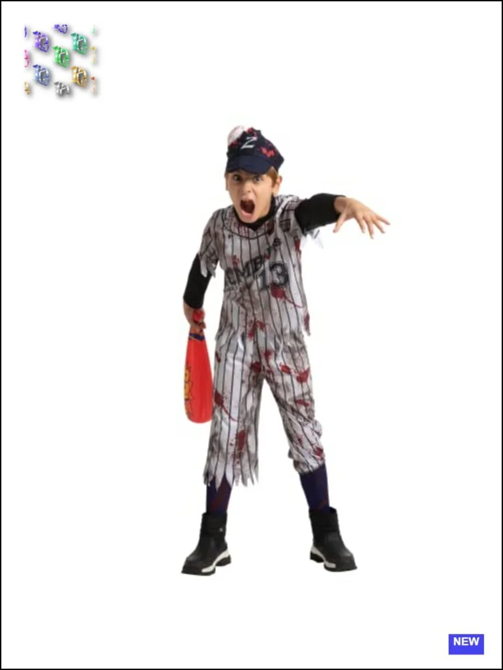 Boys Zombie Baseball Halloween Costume Kids Scary Top Pants Socks Hat